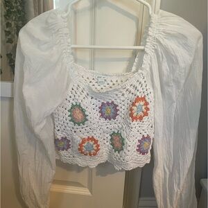 Arie Crochet Flower Top